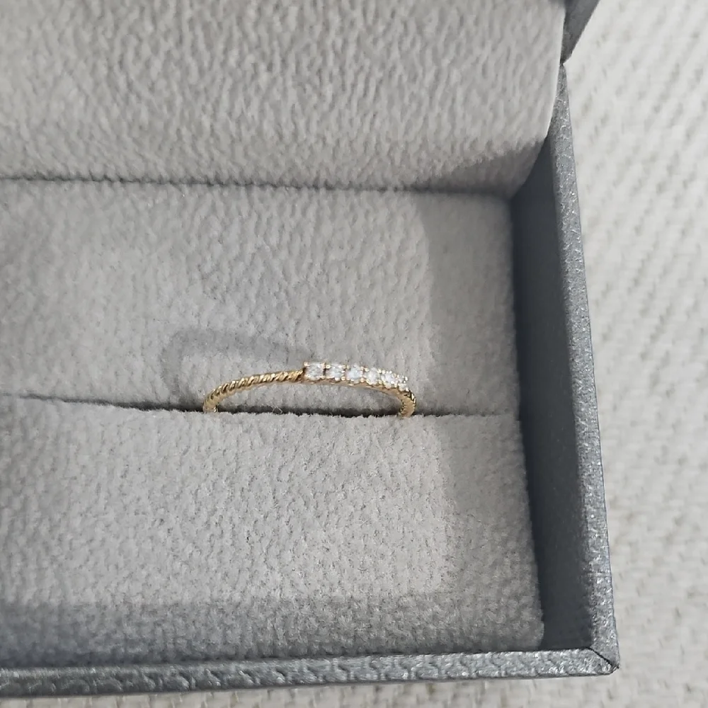 Gold and Diamond Ring with Dainty Band - Picture 8 of 9